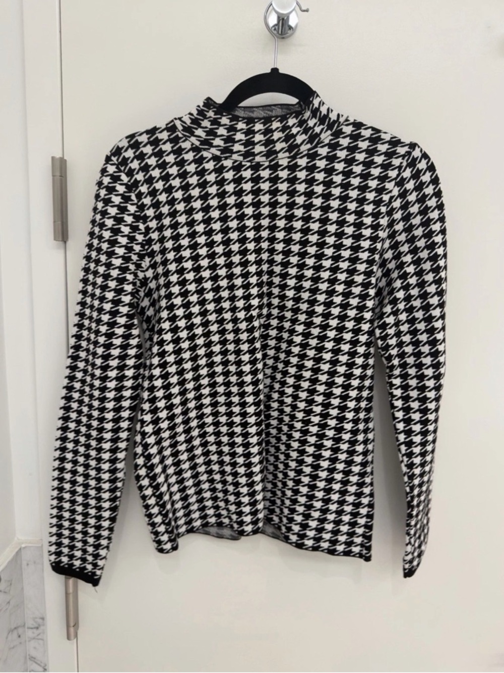 River Island Black & White Houndstooth Turtleneck Sweater UK14/US10